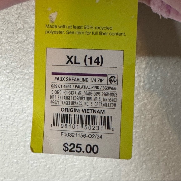 New All In Motion Faux Shearling Cozy Pink Fleece Pullover XL (14) - Picture 10 of 12